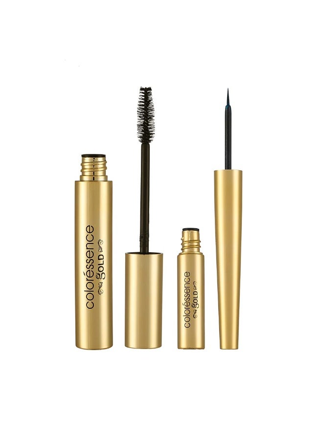 COLORESSENCE Gold Camera Ready Combo Set of Eyeliner + Mascara, Intense Black | Long Lasting | Waterproof | Smudgeproof | Quick Dry | Easy Apply - Image 1